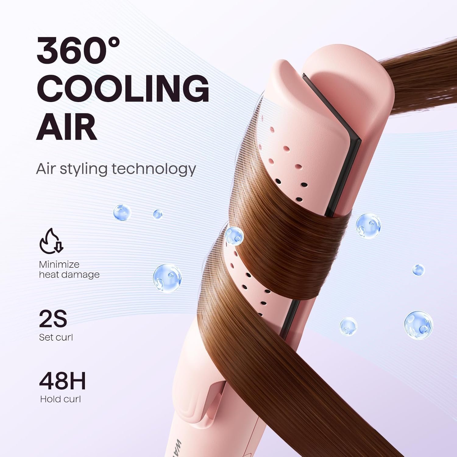 Стайлер Wavytalk Airflow 2-в-1 Плойка та випрямляч з обдувом 360° Рожевий, фото №3 Стайлер Wavytalk Airflow 2-в-1 Плойка та випрямляч з обдувом 360° Рожевий, фото №3