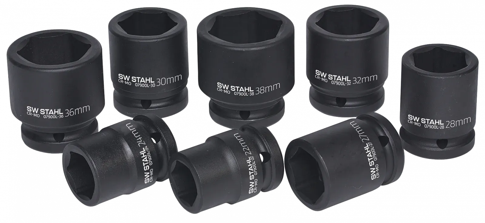 Набір ударних торцевих головок SW-STAHL 07900L 3/4" 22-38 мм 8 предметів, фото №1