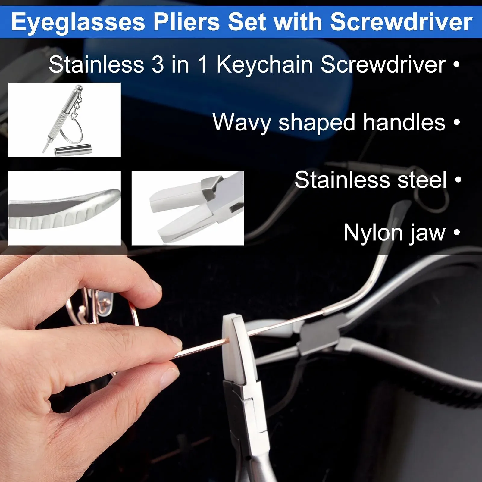 Круглогубцы LEONTOOL с нейлоновыми губками для очков с отверткой для ремонта очков, фото №2