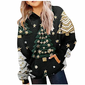 Дитячий різдвяний світшот з капюшоном для дівчат, з довгими рукавами - Фото 1