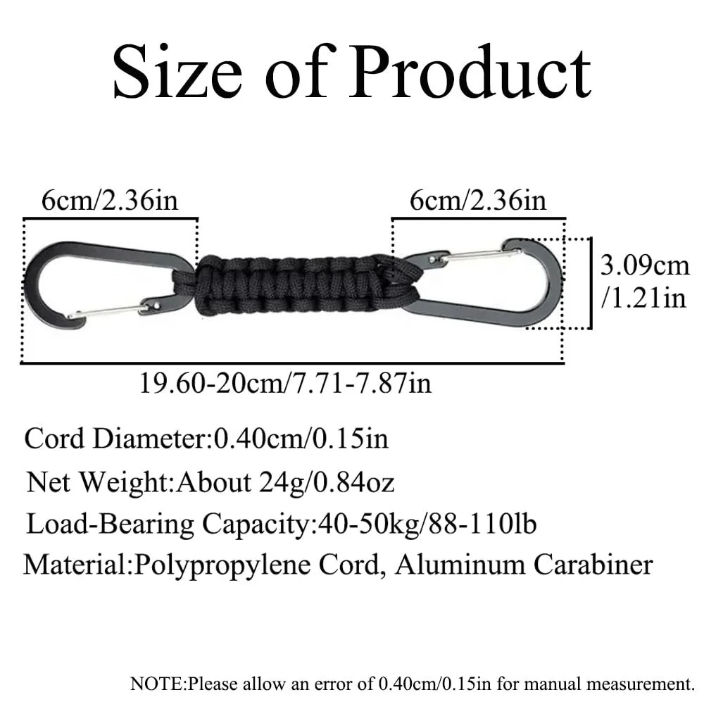 Брелок Paracord з карабіном D-подібним, надміцний, 4 кольори, фото №2