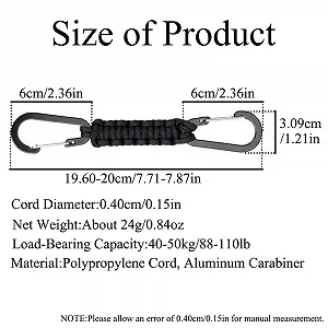Брелок Paracord з карабіном D-подібним, надміцний, 4 кольори synthetic.ua - Фото 1