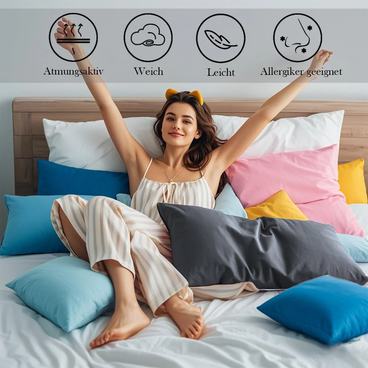 Наволочки Nesture 40 x 80 см, Набор из 2 штук, Антрацит, 100% Микрофибра, с молнией, Мягкие и не требующие глажки, фото №2 Наволочки Nesture 40 x 80 см, Набор из 2 штук, Антрацит, 100% Микрофибра, с молнией, Мягкие и не требующие глажки, фото №2