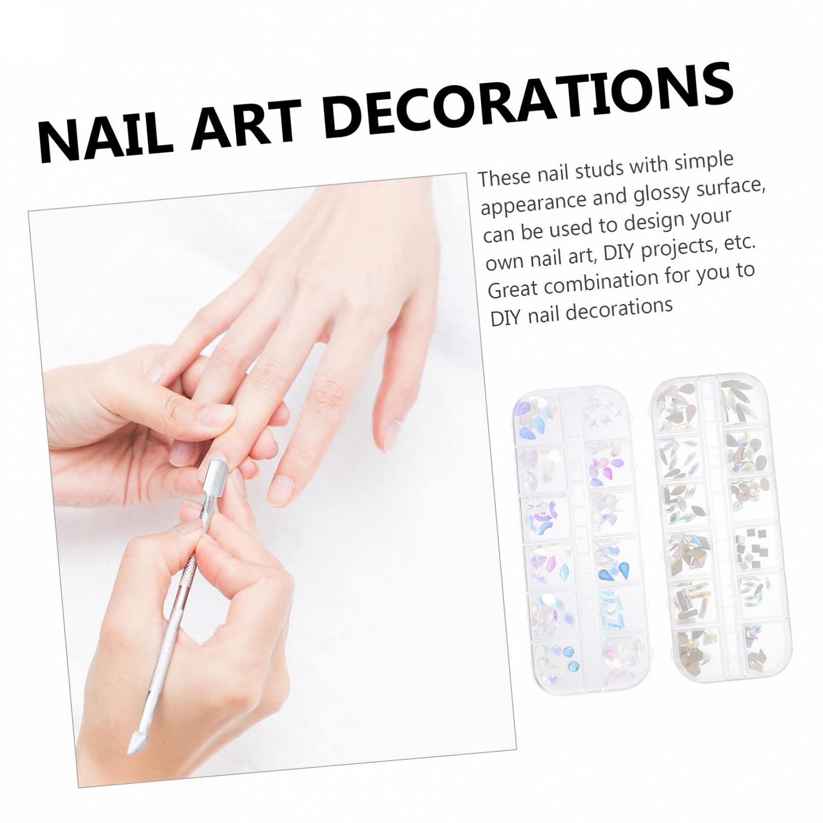 Накладные ногти Стразы для дизайна ногтей 2 коробки Легко наносятся Заклепки для маникюра Украшения для домашнего и профессионального использования, фото №8