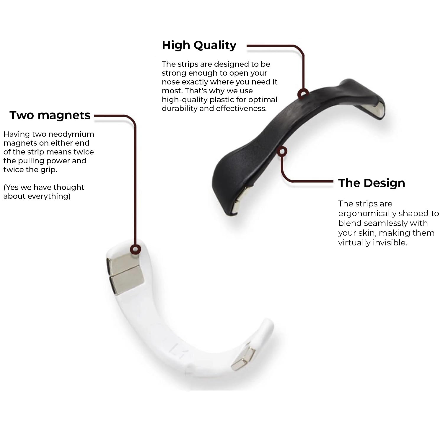 Магнітні смужки для носа Покращений магнітний роздільник для носа Проти хропіння, фото №3