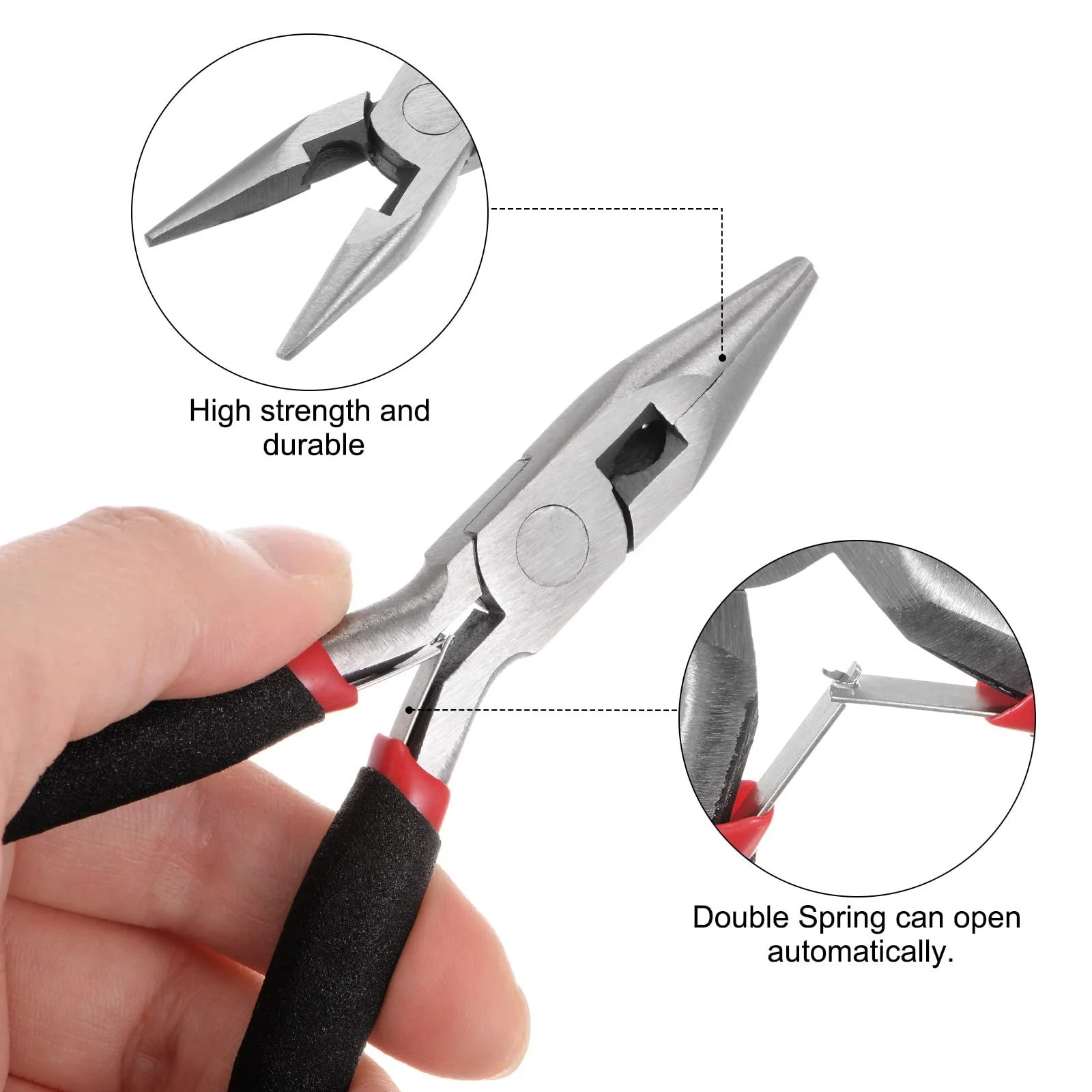 Мини плоскогубцы sourcing map 4.5 дюйма Беззубые прецизионные плоскогубцы с черной пластиковой ручкой для рукоделия и изготовления ювелирных изделий, фото №4 Мини плоскогубцы sourcing map 4.5 дюйма Беззубые прецизионные плоскогубцы с черной пластиковой ручкой для рукоделия и изготовления ювелирных изделий, фото №4