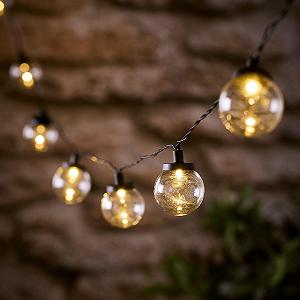 Гірлянда Lights4fun 30 LED Party, теплий білий, живлення від мережі, таймер, для приміщень та вулиці, кульки, прозорий - Фото 1