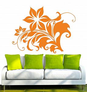 Наклейка на стіну INDIGOS W312 Flower Rose Vine Tree 80 x 59 см Помаранчевий - Фото 1