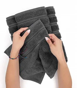 Набір рушників American Soft Linen Luxury 4 шт. 100% турецька бавовна 600 г/м² Темно-сірий synthetic.ua - Фото 1