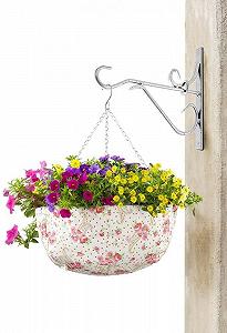 Подвесные корзины Dekoleidenschaft 2 штуки Диаметр 36 см с декором в виде роз Розовые/Зеленые - Фото 1