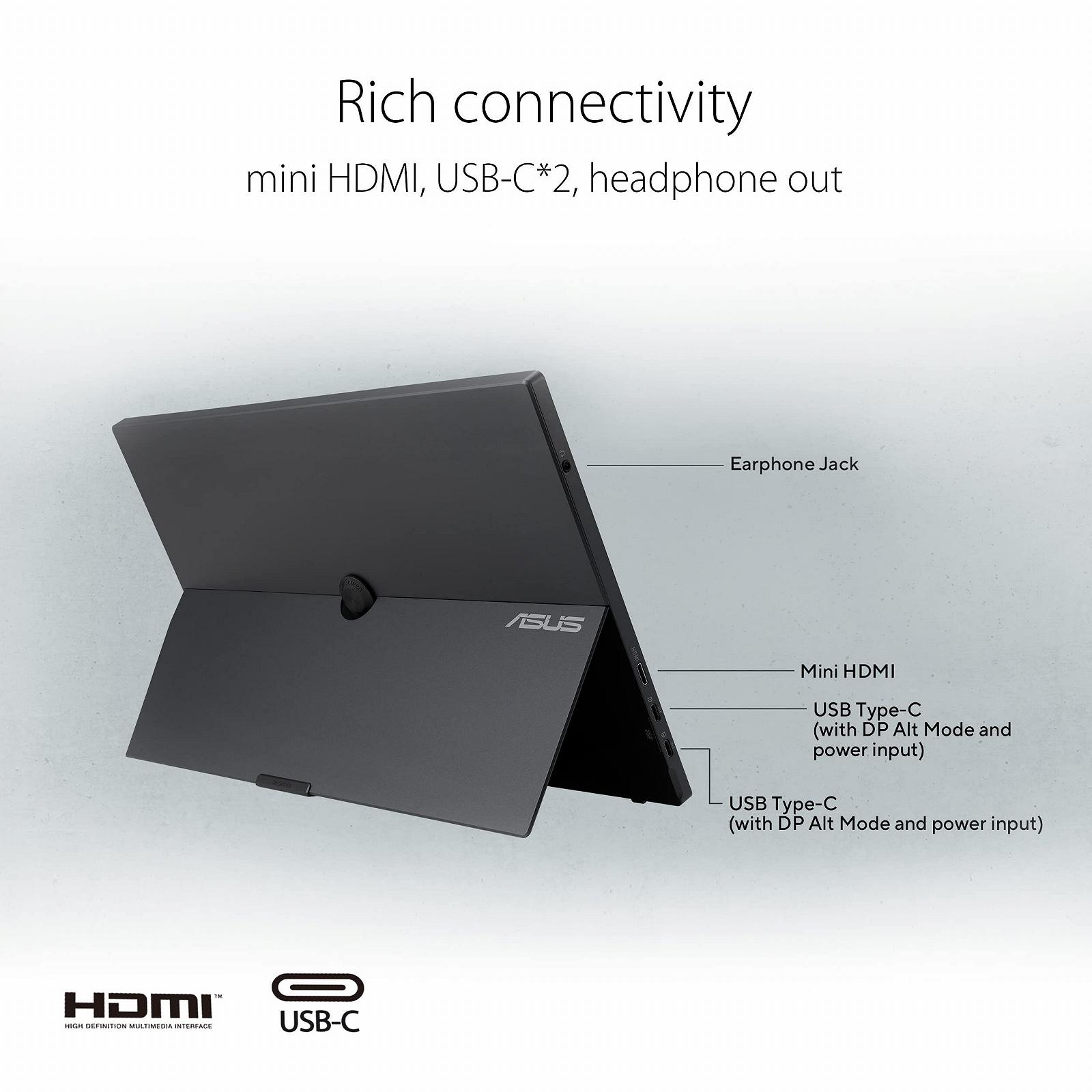 Монітор ASUS ZenScreen MB16AHG 15.6 дюйма Портативний USB Full HD Тип-C Mini HDMI Автоматичне обертання Підставка Тринога IPS 144Гц FreeSync Premium 16:9 Антибліковий, фото №5