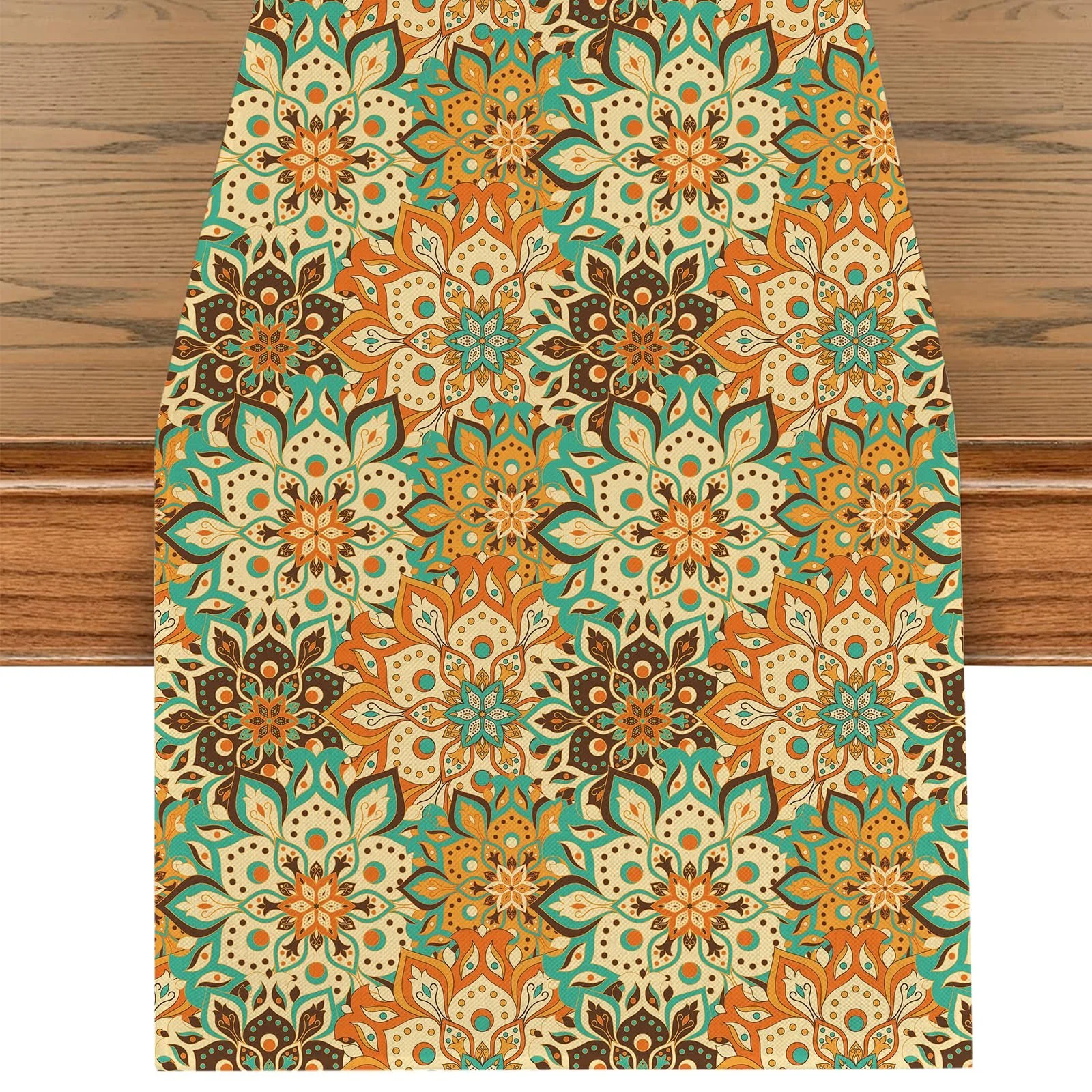 Ранер для столу Spring Mandala Boho Vintage Geometric 40 x 180 см Зелений, фото №1 Ранер для столу Spring Mandala Boho Vintage Geometric 40 x 180 см Зелений, фото №1