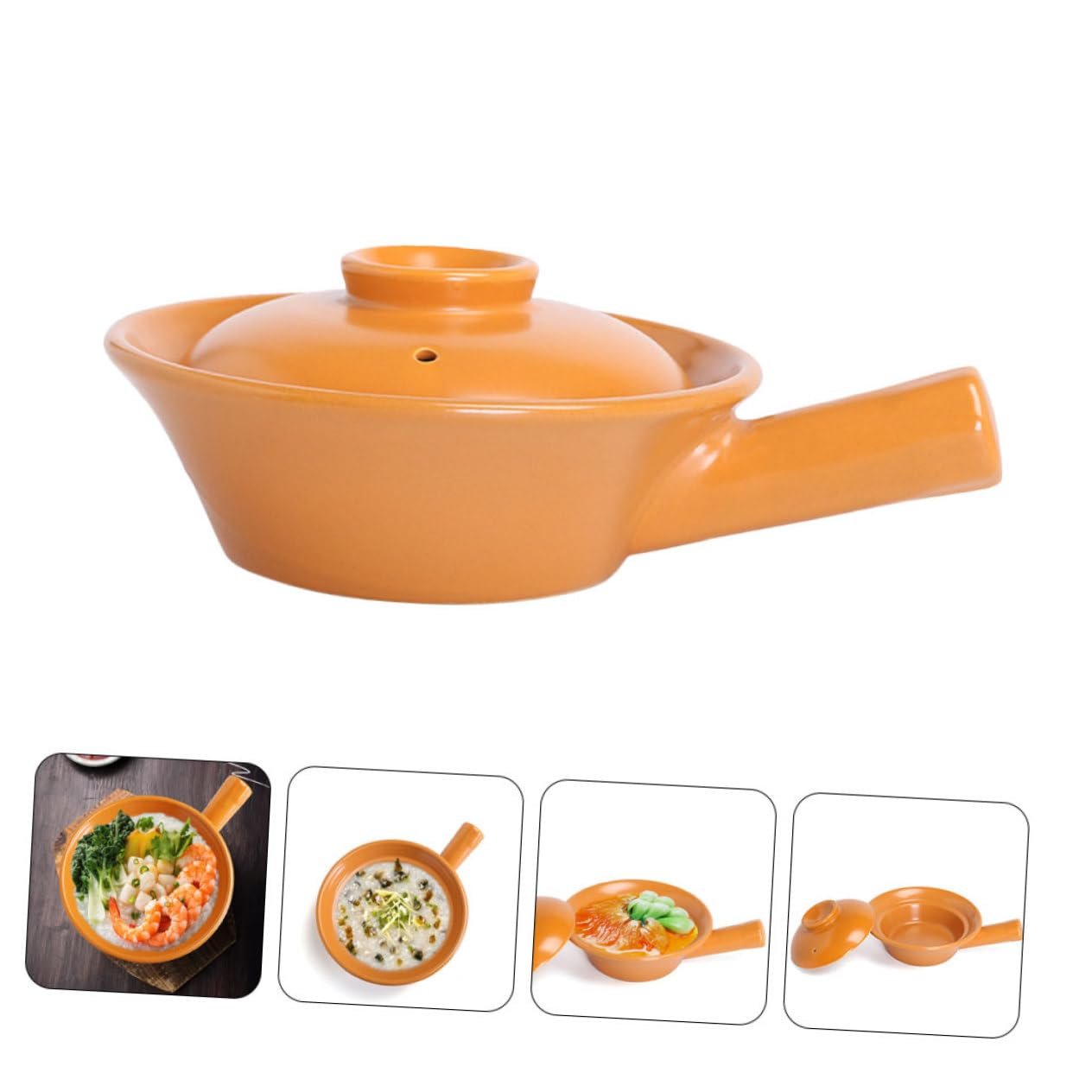 Кастрюля керамическая Gatuida жаропрочная с ручкой для газовой плиты и открытого огня, фото №9