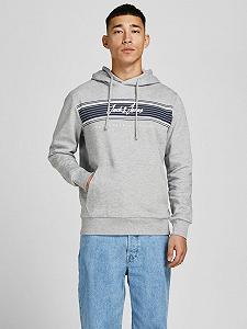Світшот JJLEO SWEAT HOOD 12200768-Light Grey Melange Jack&Jones Сірий L synthetic.ua - Фото 1