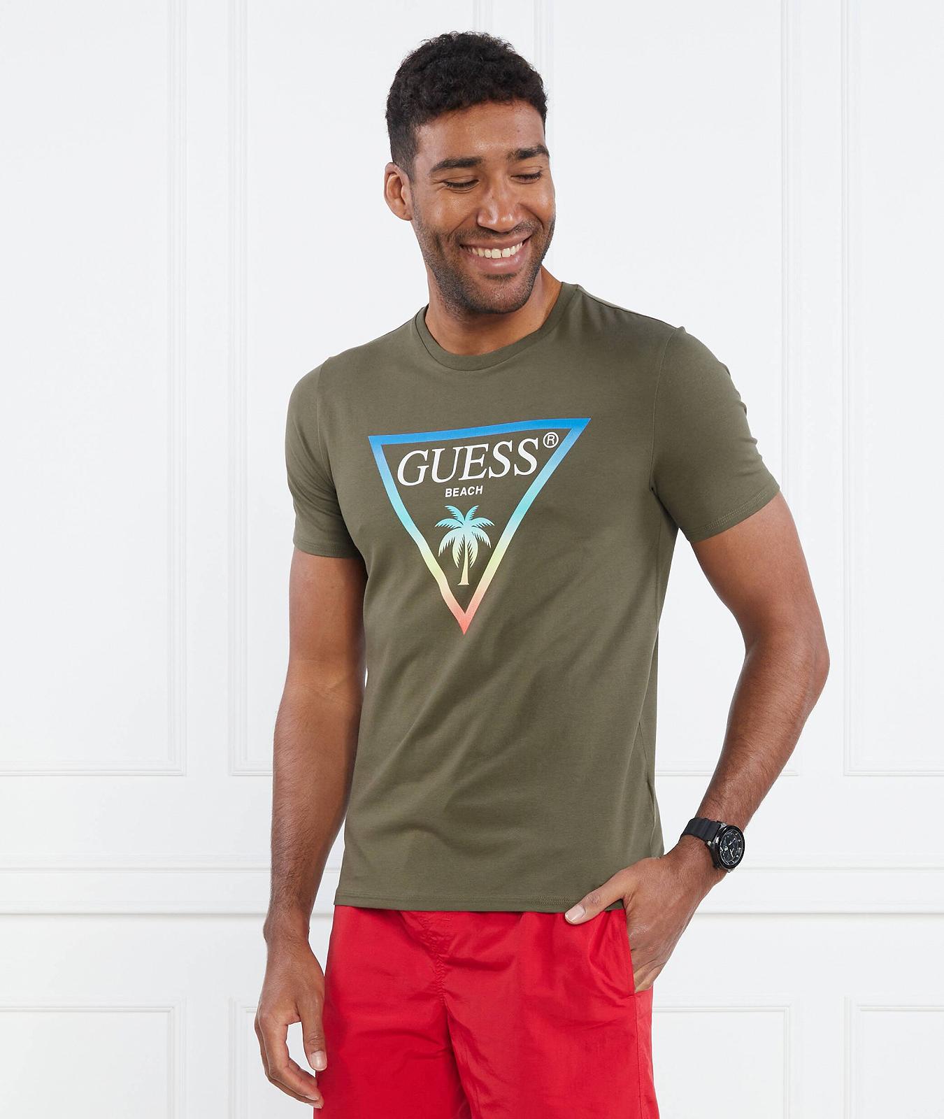 Мужская футболка Guess - Basic Logo Triangle Tee (SS CN BASIC LOGO TRIANGLE) Оливковый - M, фото №3 Мужская футболка Guess - Basic Logo Triangle Tee (SS CN BASIC LOGO TRIANGLE) Оливковый - M, фото №3