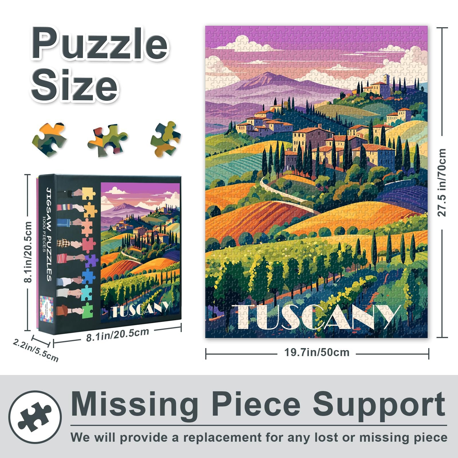 Пазл Italy Tuscany Vintage Travel 1000 деталей 70 x 50 см, фото №3