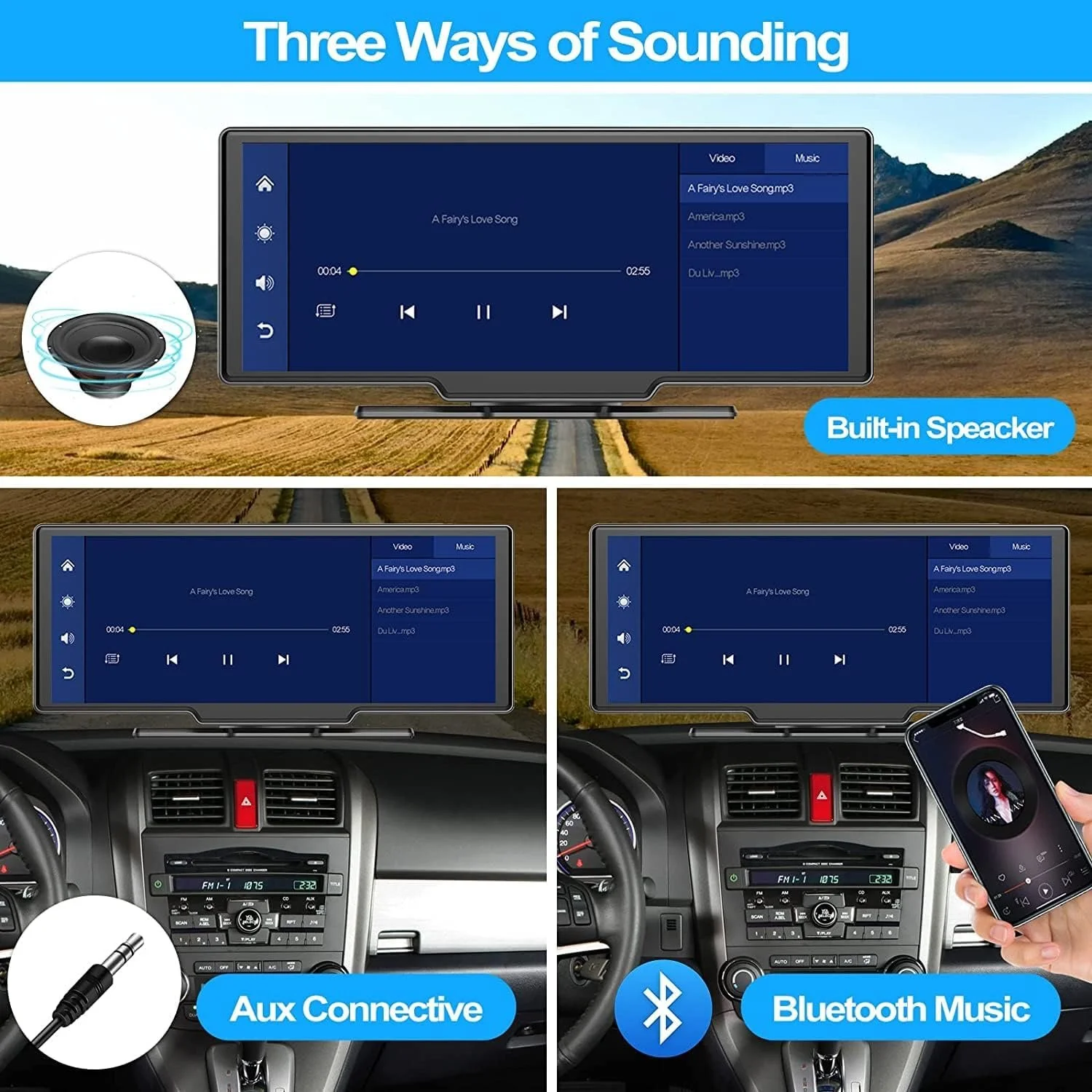 Автомагнітола CAMECHO A3247 / 10.26" / Сенсорна / Apple CarPlay / Android Auto / Bluetooth / WI-FI / FM / USB / AUX / TF slot, фото №6