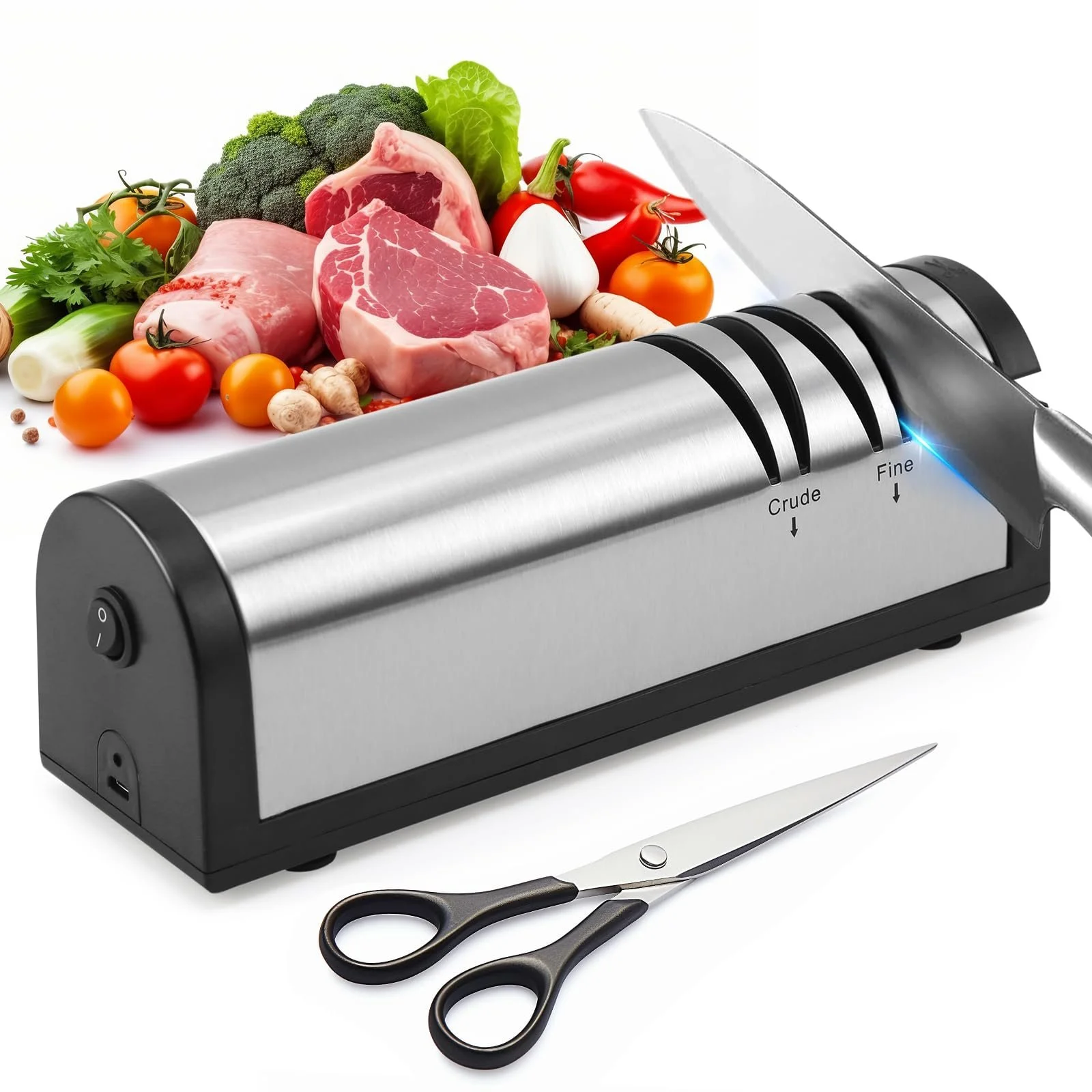 Електрична точилка для ножів NCONCO акумуляторна 2-ступінчаста нержавіюча сталь, фото №1