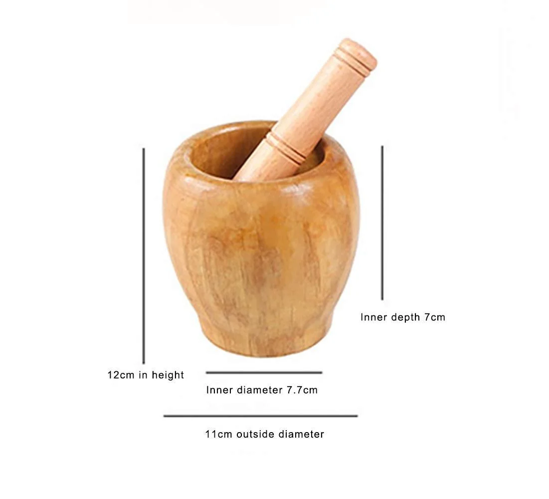 Ступка с пестиком Деревянная для чеснока Пюре Ручная Бытовая, фото №2