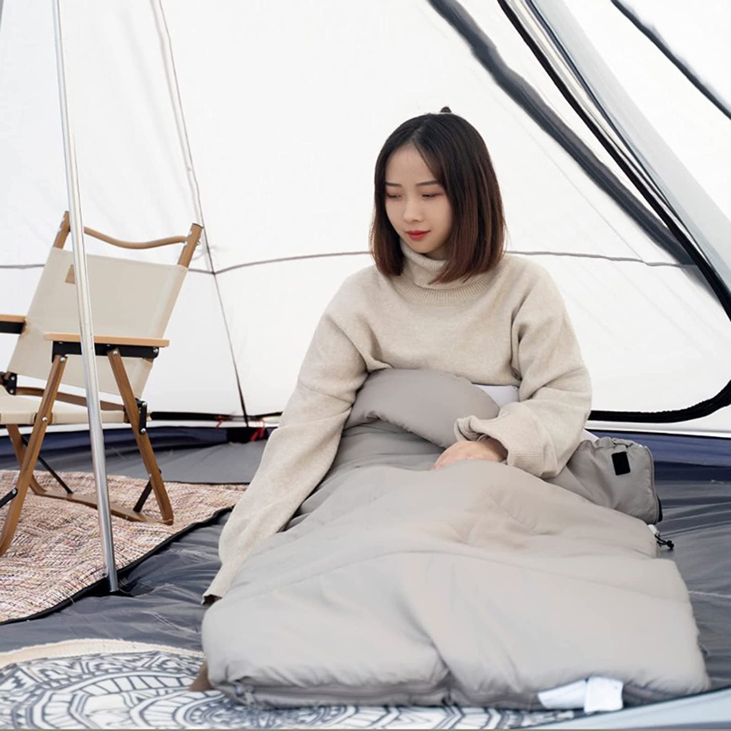 Спальний мішок Весняний та осінній теплий для дорослих та дітей з сумкою для подорожей, кемпінгу, індоор і на вулицю, фото №4