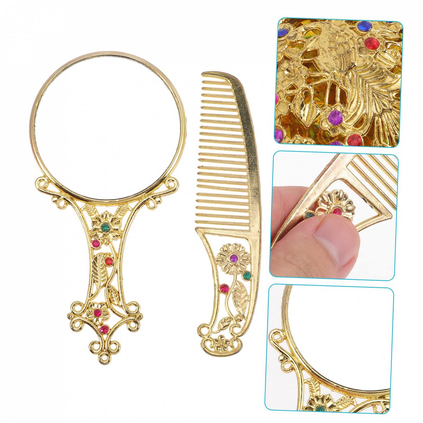 Зеркало Angoily Taschenspiegel 3 Sätze Ретро с ручкой метало Европейский стиль маленькое ручное, фото №5