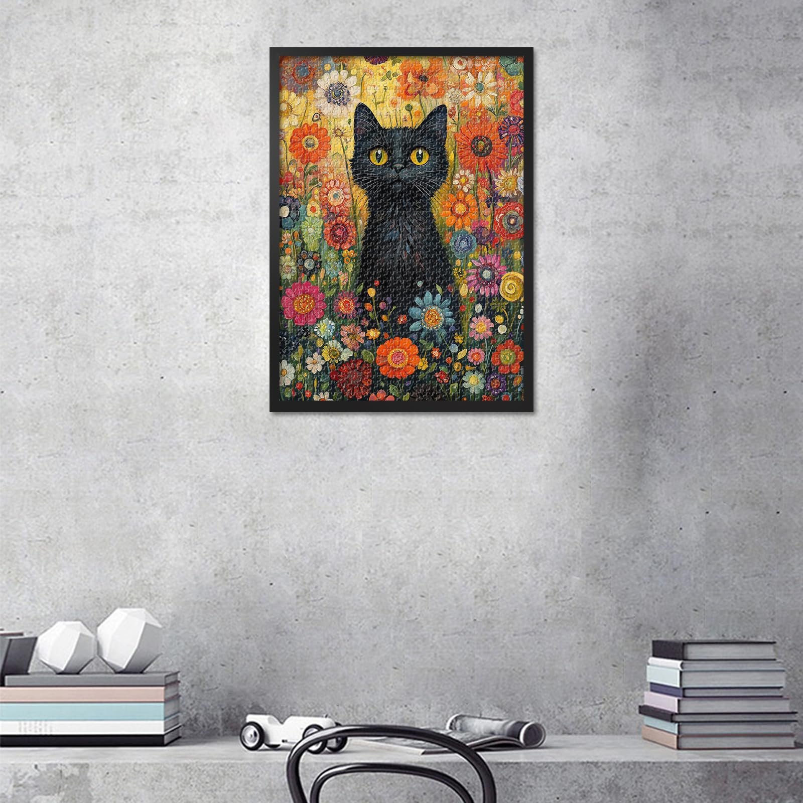 Пазл Чорний кіт у кольорових квітах 1000 деталей 50.5 x 70.5 cm, фото №5