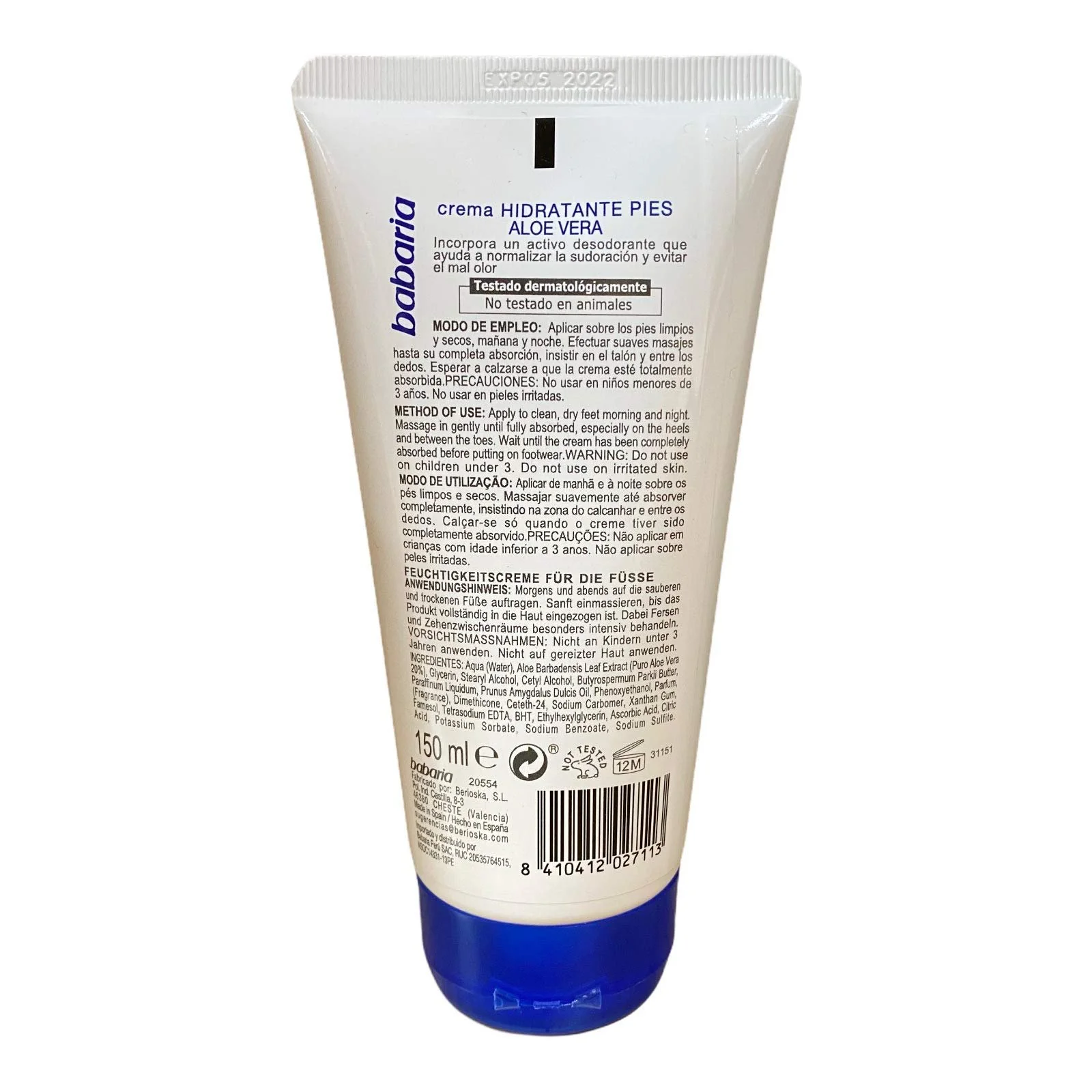 Крем для ног Babaria Activo Deodorant увлажняющий 150 мл, фото №3 Крем для ног Babaria Activo Deodorant увлажняющий 150 мл, фото №3