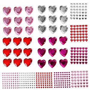 Наклейки стразы сердце Beavorty, 12 листов, акрил - Фото 1