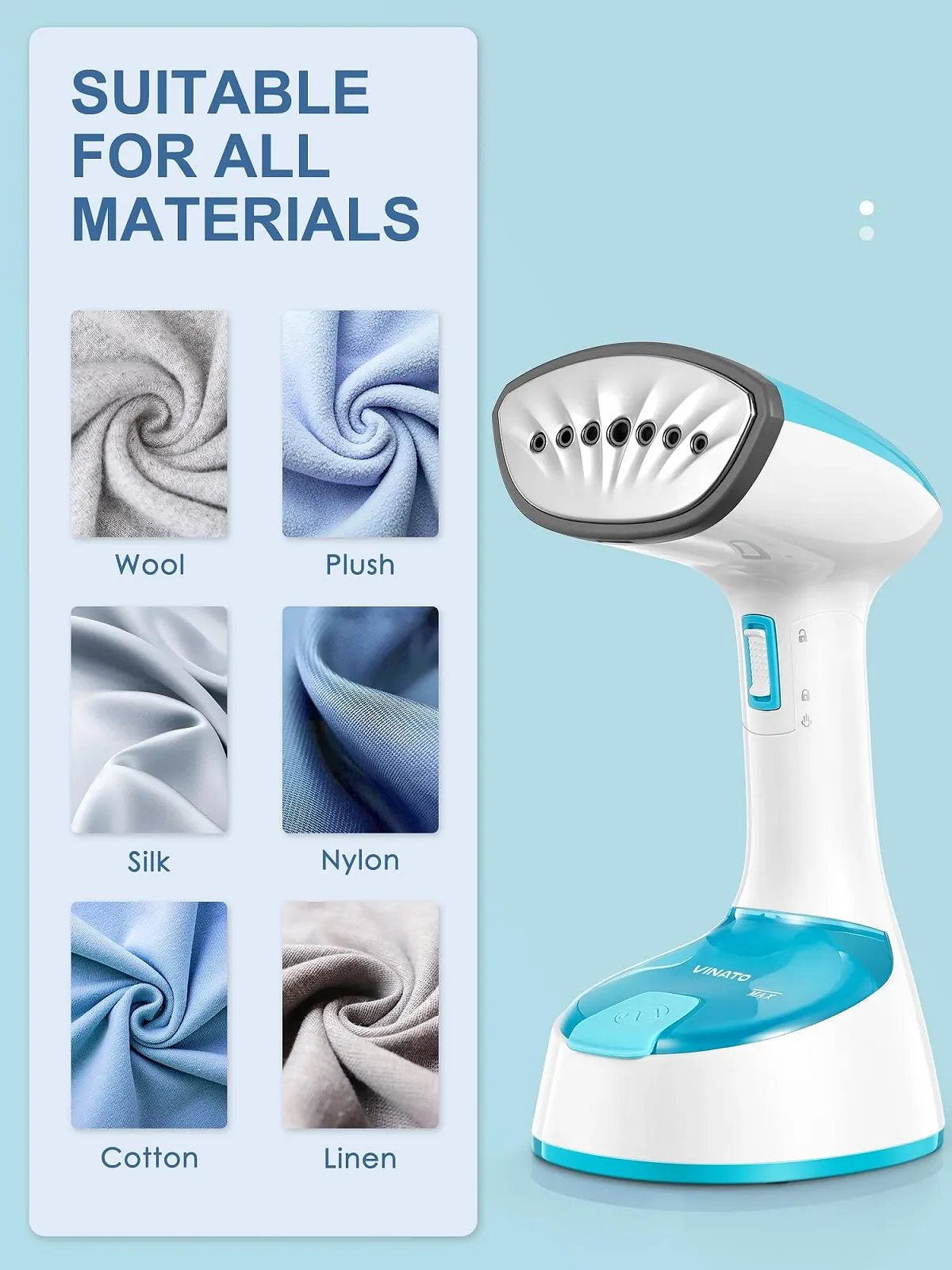 Вертикальный отпариватель VINATO 1300 Вт 25 с портативный складной Черный, фото №7