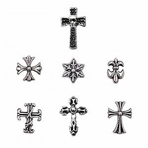 Украшения для ногтей Кресты, 70 шт Металлические украшения для дизайна ногтей, готические украшения для ногтей - Фото 1