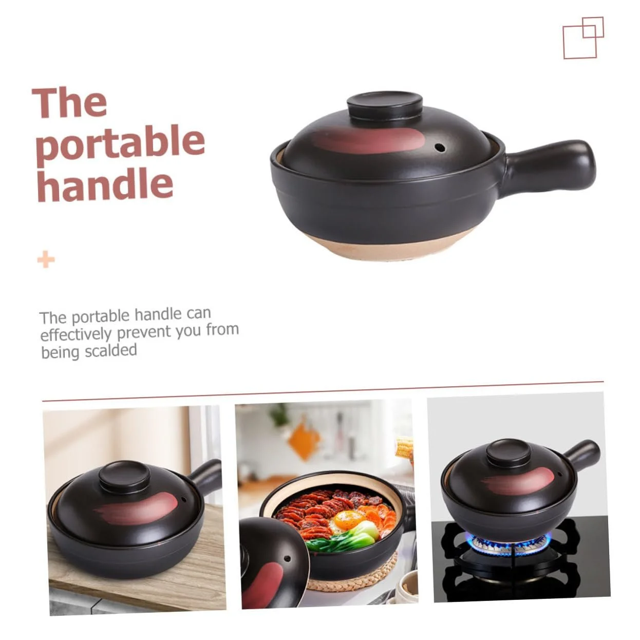 Глиняный горшок малый с ручкой термостойкий для супов и риса для газовых плит, фото №9