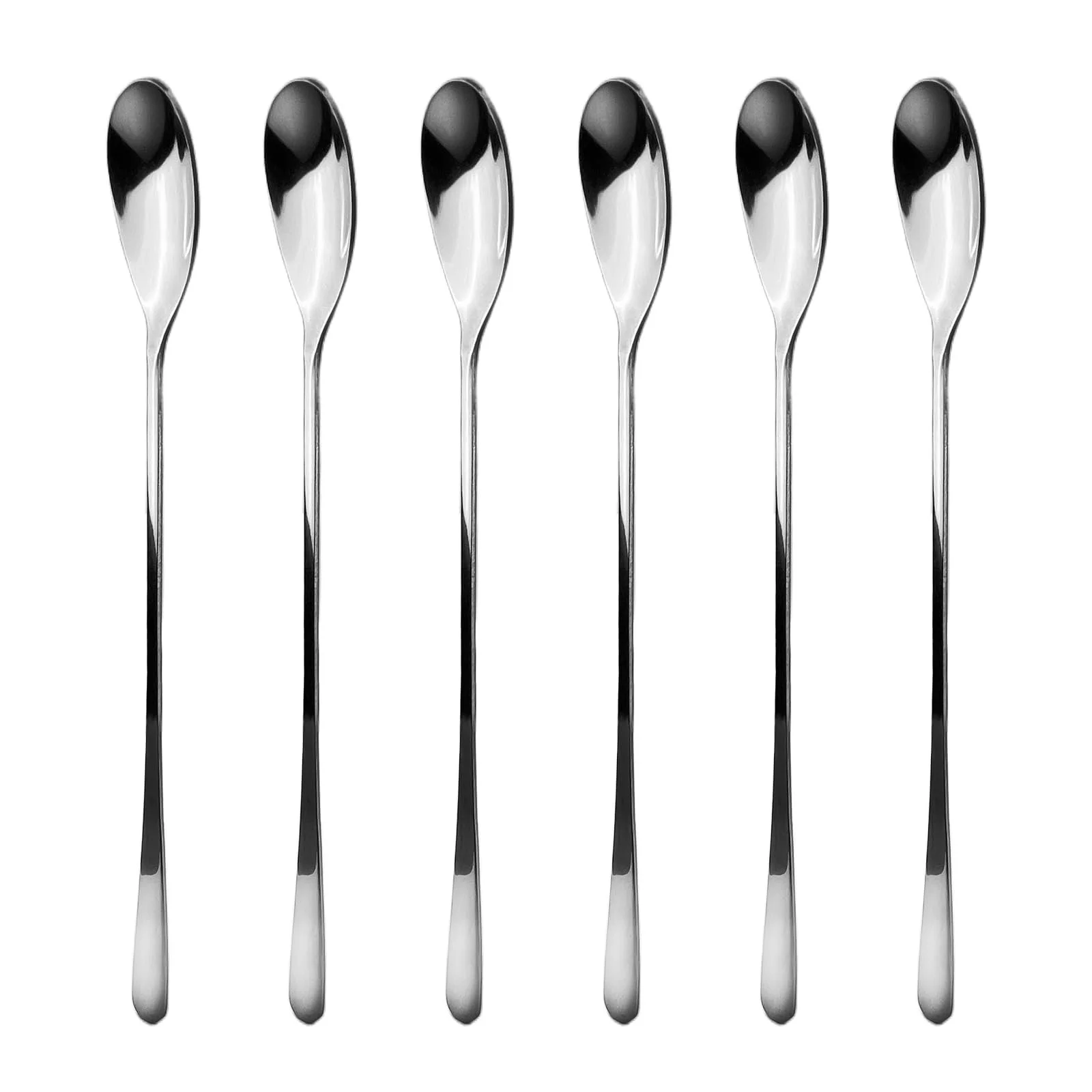 Ложка чайна Набір 6 шт. з нержавіючої сталі, довга, полірована, фото №1