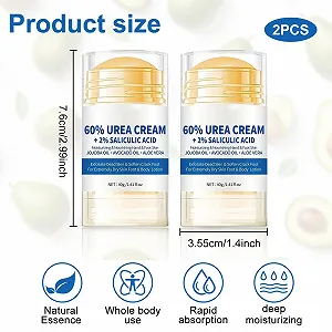 Крем для ног увлажняющий с мочевиной 60% и салициловой кислотой 2% против трещин (упаковка из 2 шт.) synthetic.ua - Фото 1