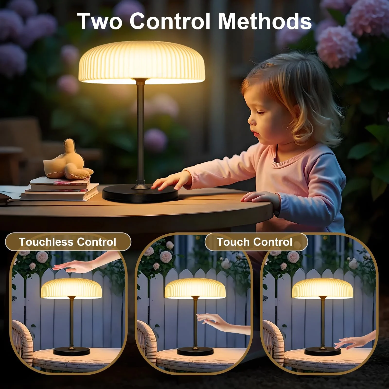 Настільна лампа AGOTD Solar Outdoor Wireless USB-C Touch Dimmable Warm White Cool White IP65, фото №3