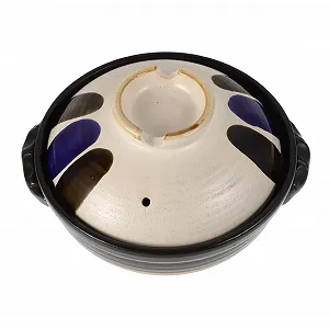 Кастрюля керамическая с крышкой винтажная с двойными ручками японский стиль грубая керамика - Фото 1