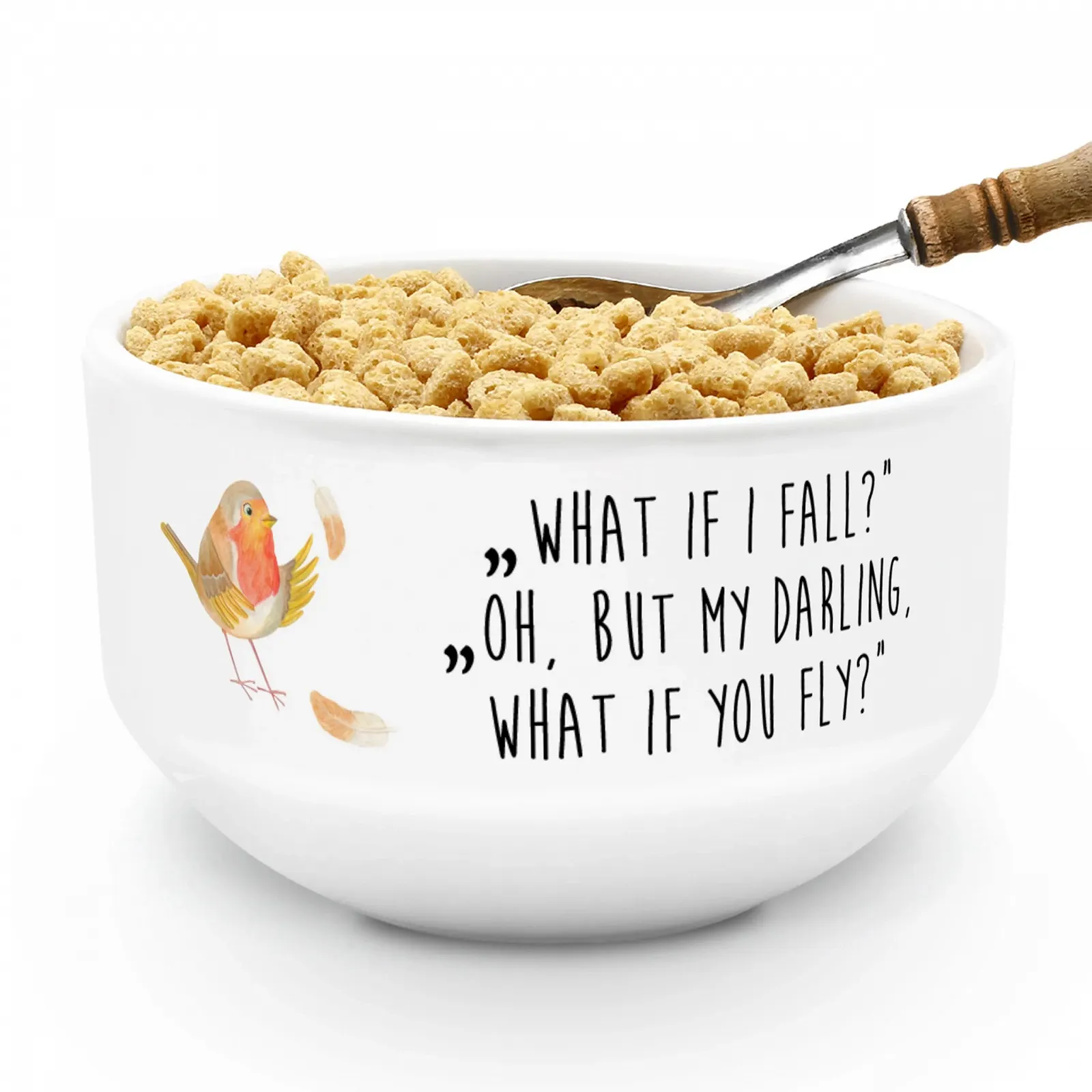 Миска для хлопьев Mr. & Mrs. Panda Малиновка Перья Белый, фото №3