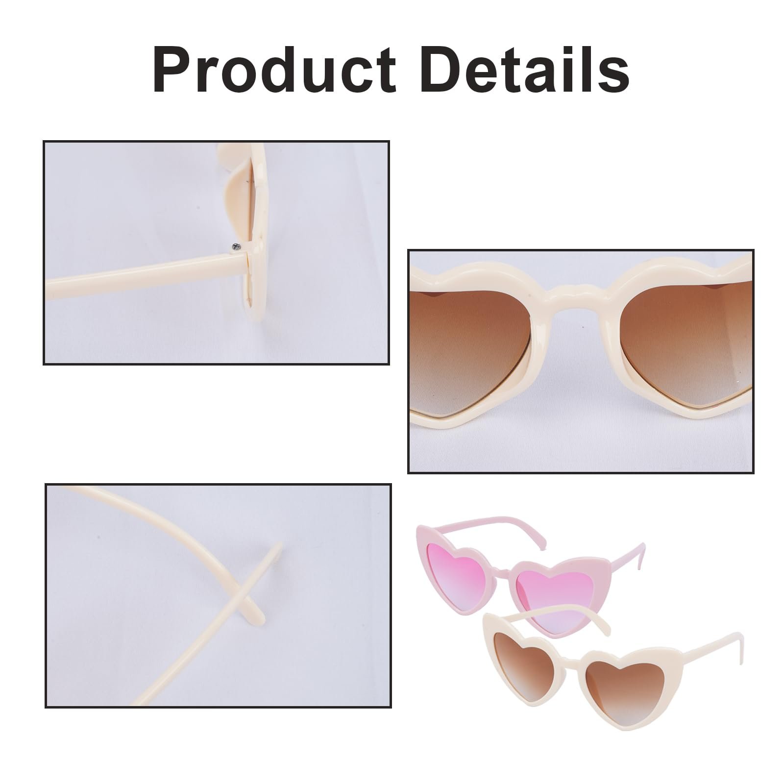 Сонцезахисні окуляри Minnhua Серце UV400 Форма серця Різнокольорові (10 штук), фото №3