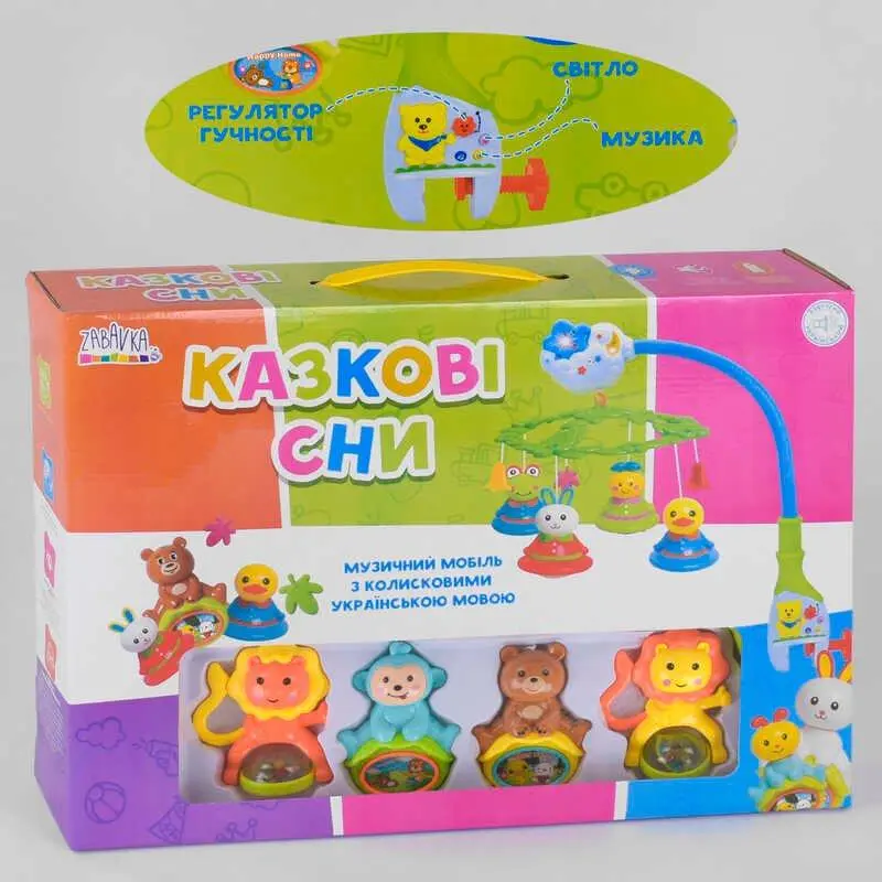 Карусель мобиль на кроватку Казкові сни 8 подвесок свет звук украинские колыбельные 97340, фото №2 Карусель мобиль на кроватку Казкові сни 8 подвесок свет звук украинские колыбельные 97340, фото №2