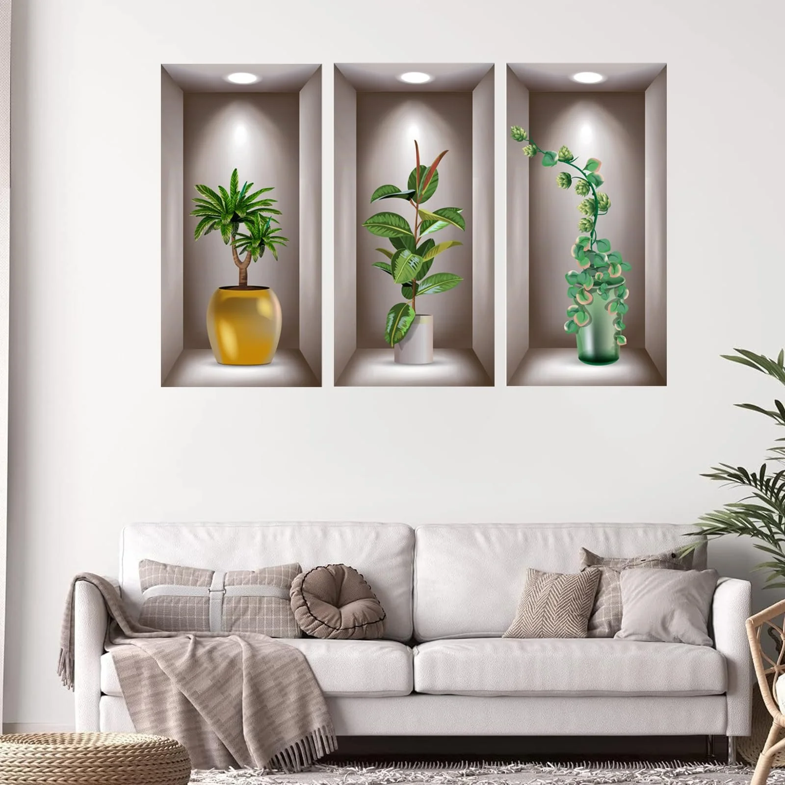 3D Наклейка на стіну Ваза 20 x 40 см Зелена Рослини 3D-ефект, фото №7