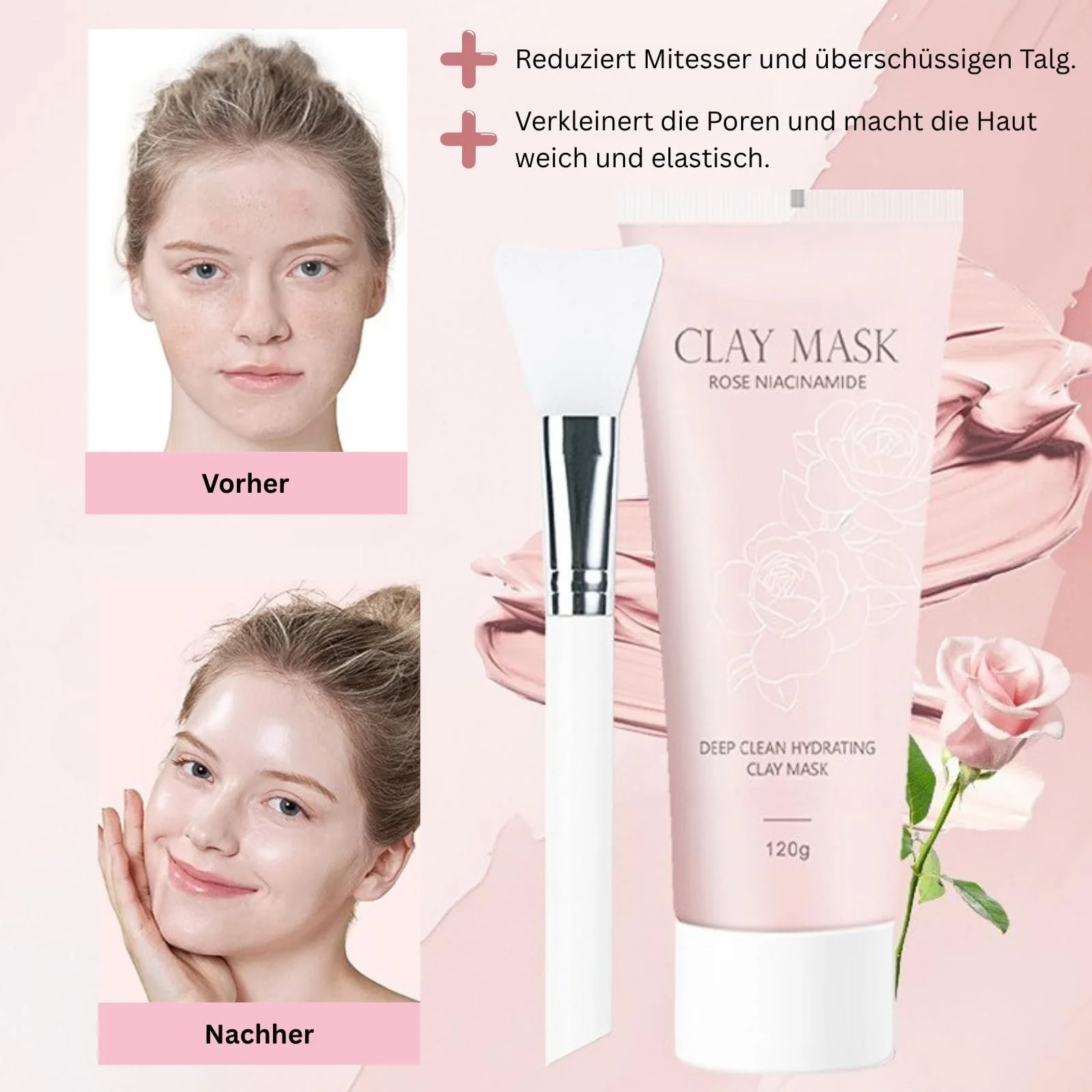 Зволожуюча Маска з Рожевої Глини для Всіх Типів Шкіри, фото №5