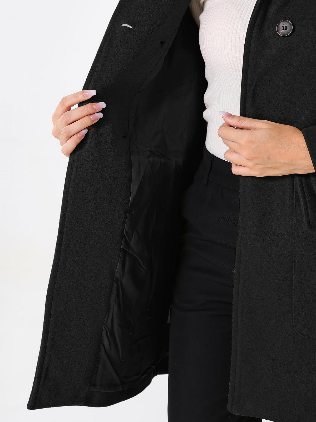 Пальто Allegra K Классическое Двубортное Зимнее, фото №5 Пальто Allegra K Классическое Двубортное Зимнее, фото №5