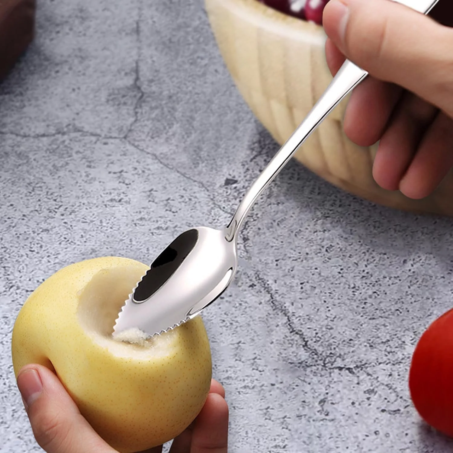 Ложка для грейпфрута з нержавіючої сталі (срібна), 2 шт, фото №4