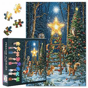 Пазл Зимовий ліс із тваринами та ялинкою 1000 елементів 50,5 x 70,5 см - Фото 1