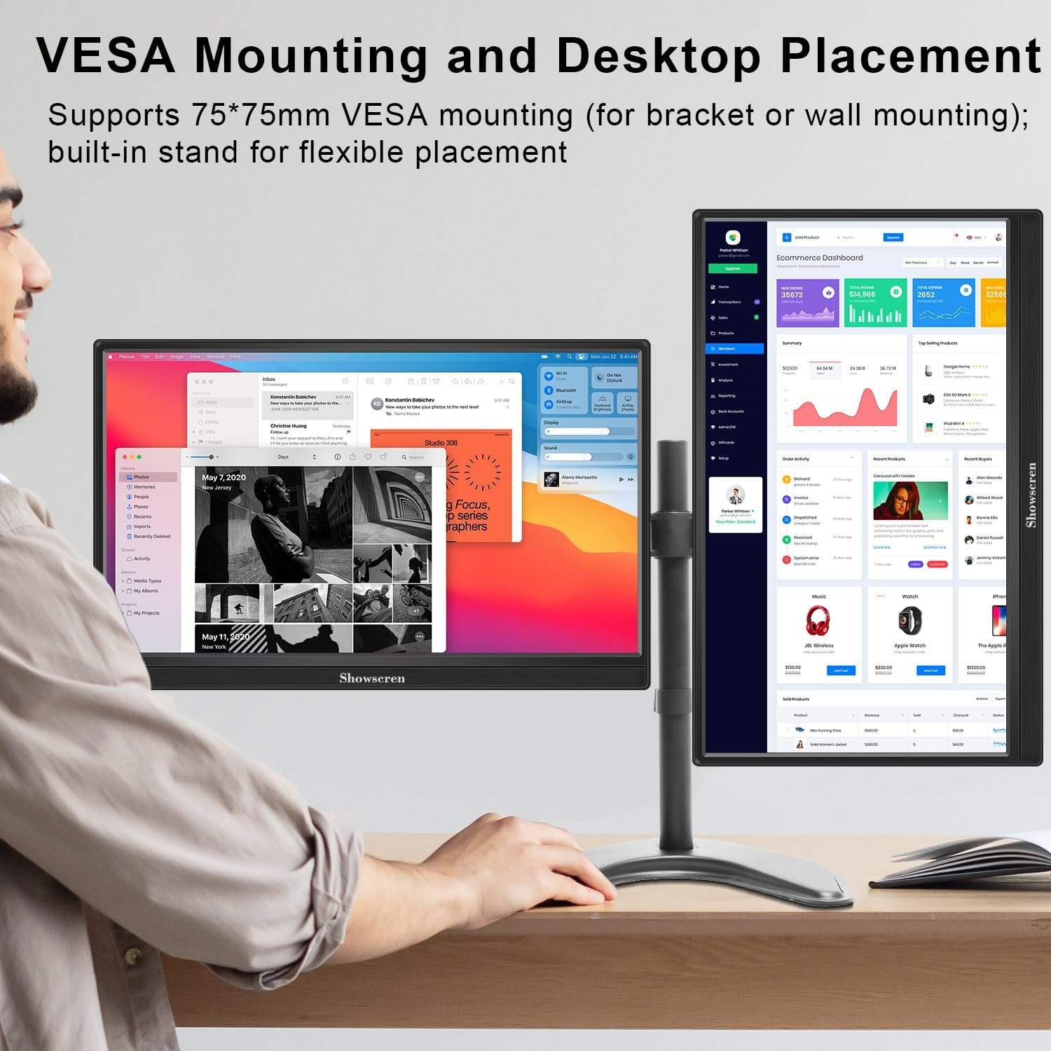 Монітор портативний сенсорний 15.6" Showscren HD-156 Full HD IPS 60 Гц, фото №5