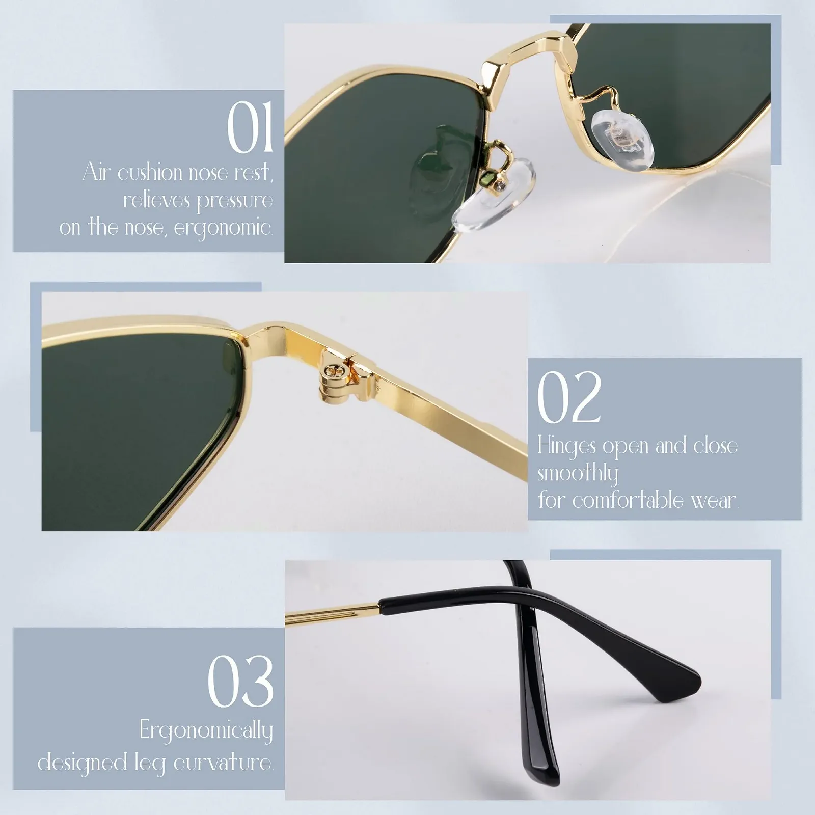 Сонцезахисні окуляри Шестикутні Ретро MEGAVOW для Чоловіків та Жінок, Шестикутні, Маленькі, UV400, фото №3