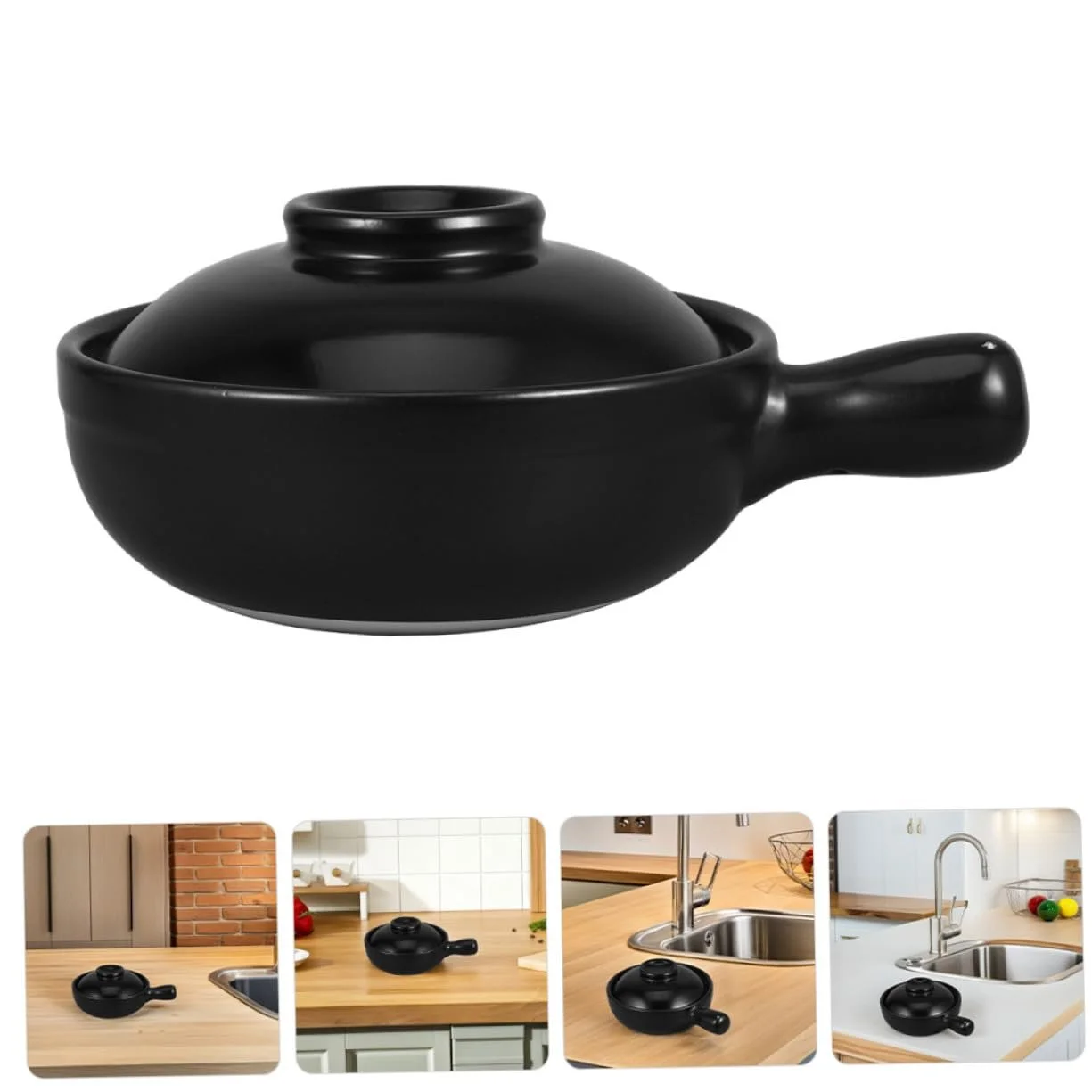 Кастрюля TOYANDONA из натуральной глины с крышкой для газовой плиты, фото №8