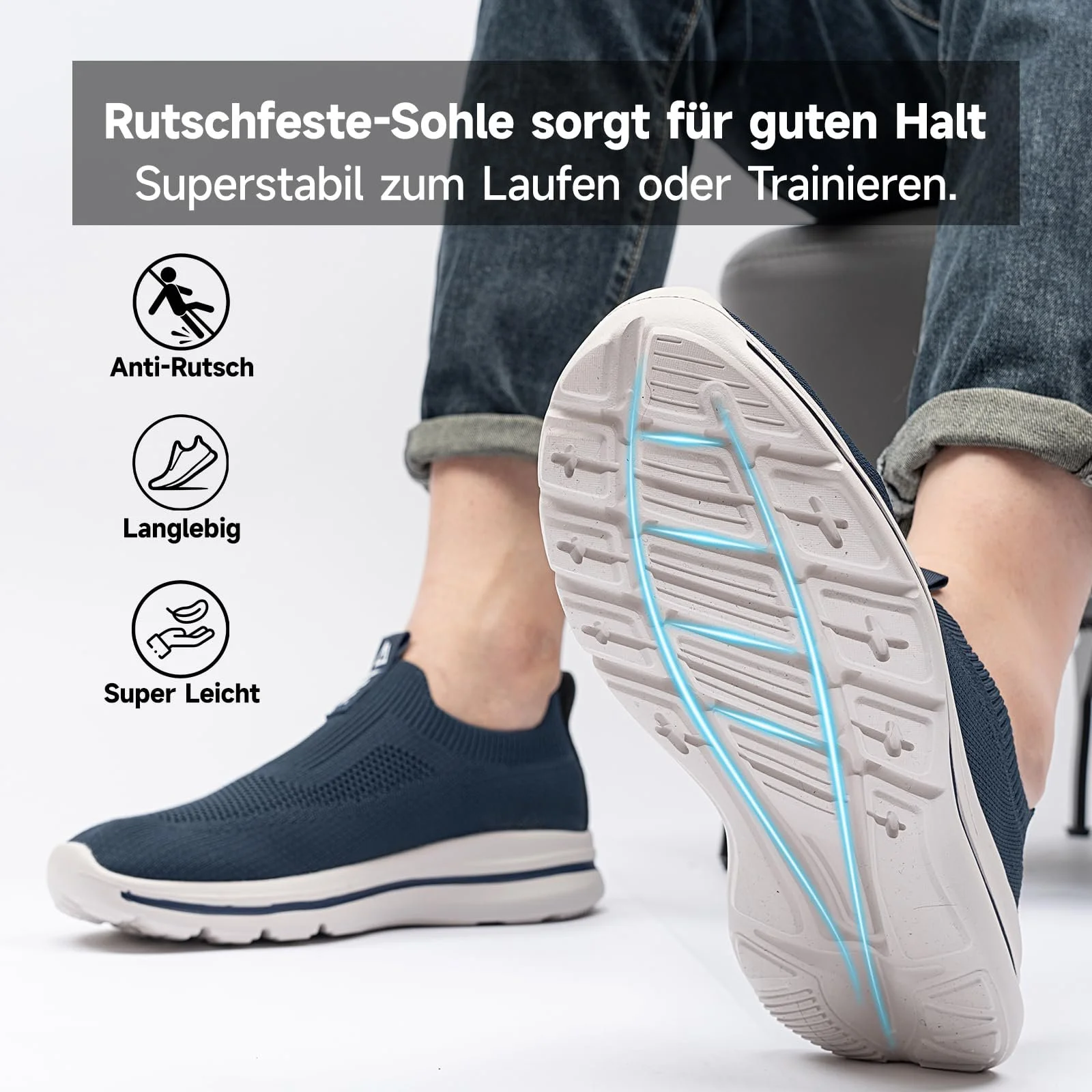 Кросівки ODCKOI Чоловічі Сліпони Сітка Дихаючі Кросівки для Бігу Зручні Спортивні, фото №3