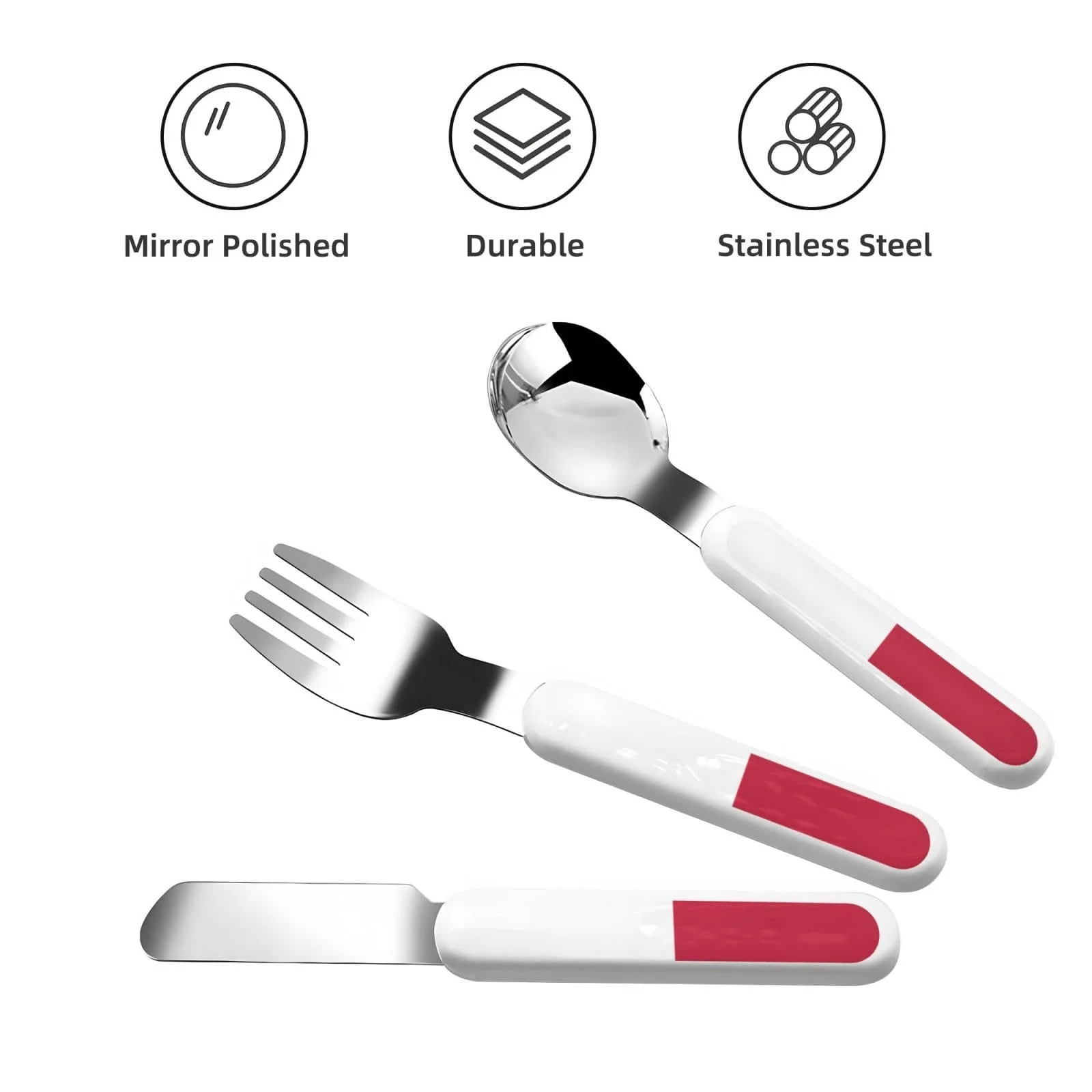 Набір дитячих столових приборів з трьох предметів з принтом прапора Техасу, фото №2 Набір дитячих столових приборів з трьох предметів з принтом прапора Техасу, фото №2