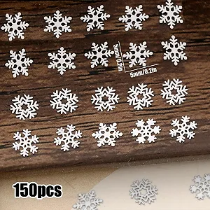 Подвески для ногтей Снежинки 150 штук Рождественские украшения для ногтей Металлические белые снежинки Украшения для ногтей Аксессуары для женщин Девушек Маникюр Дизайн DIY Поделки synthetic.ua - Фото 1