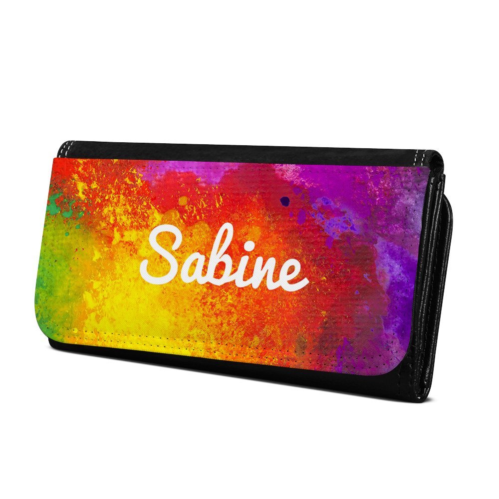 Кошелек с именем Sabine - Design Colour Paint - Персонализированный кошелек для мужчин и женщин, черный, фото №1